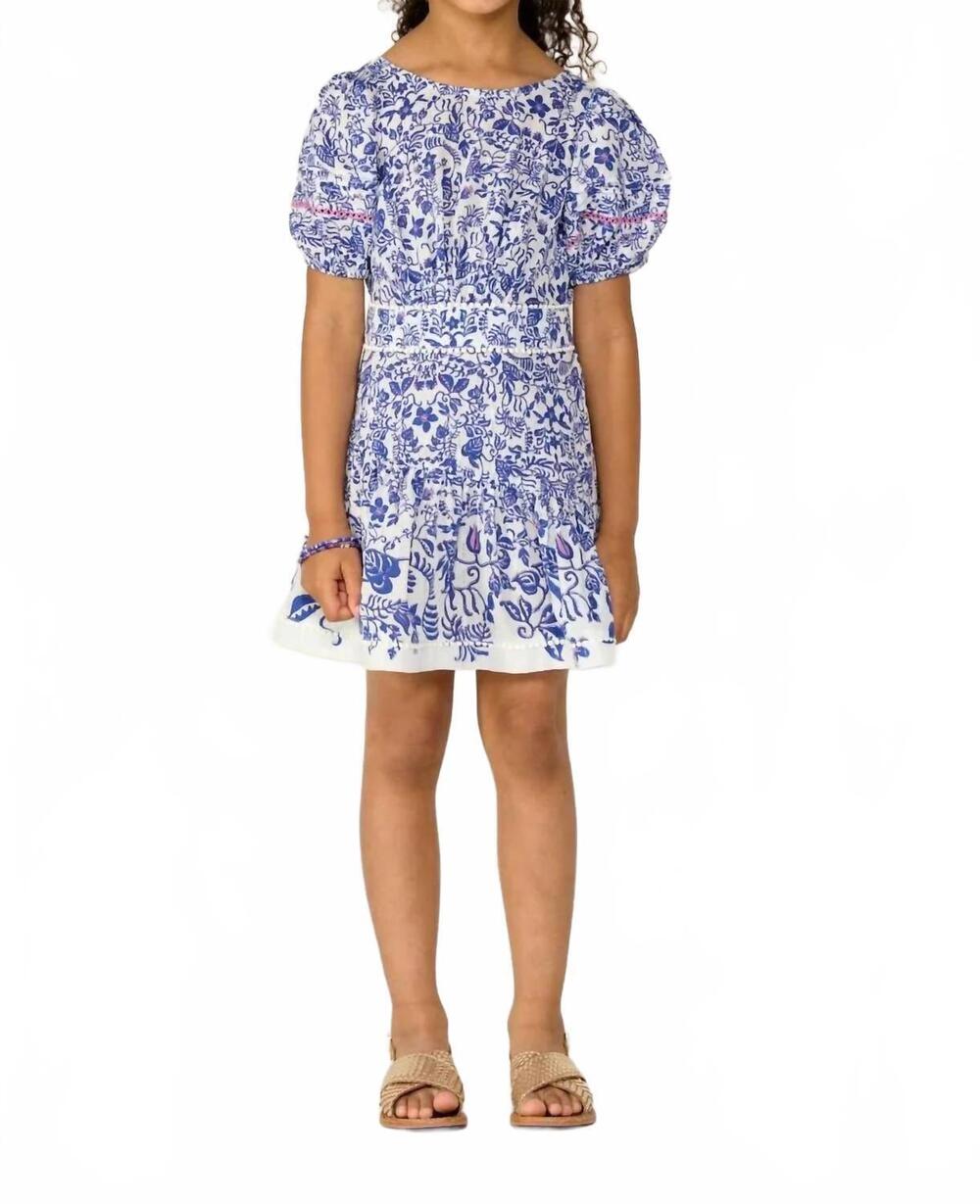 NEW POUPETTE ST BARTH girl's chantal mini dress in blue tiara